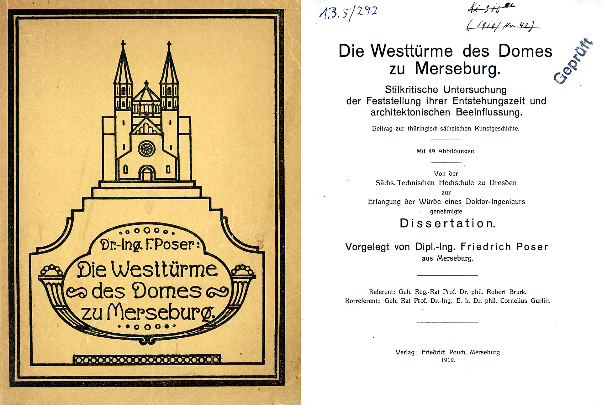 Die Westtürme des Domes zu Merseburg - Poser, Friedrich, Dipl.-Ing.